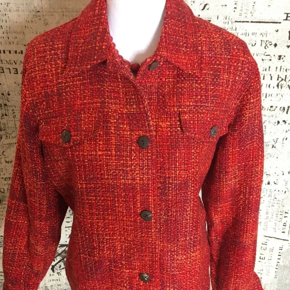 Coldwater Creek Plus Pea Coat 1X Tweed Button down - Picture 4 of 8